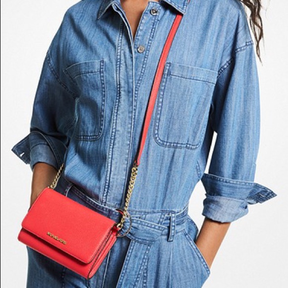 NWT authentic MK genuine leather crossbody coral